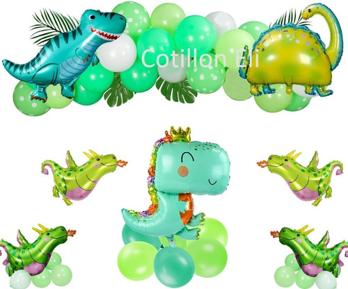 Set Globos Dinosaurios Gigantes C/ Dino Baby Bebe Corona