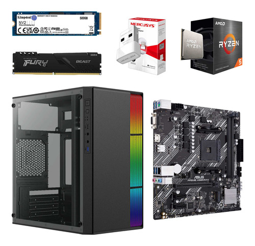 Pc Gamer + Monitor 23 Ryzen 7 5700g Ram 16 Gb Ssd 500 Gb