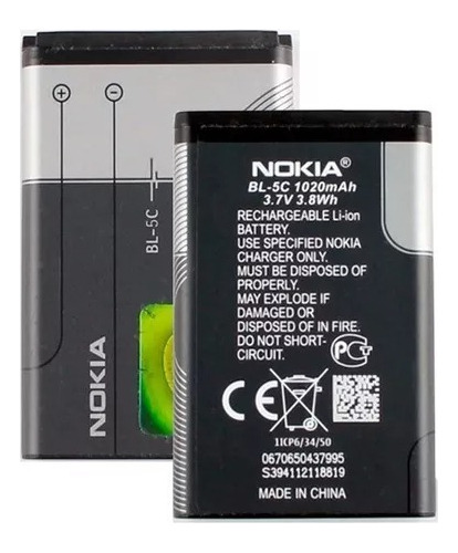 Batería Para Nokia Bl - 5c  3.7v - 1020mah / 3.8w Teléfonos 