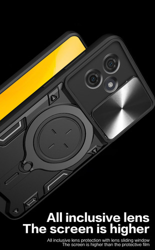 Funda Para Moto G54 Jiashang Uso Rudo Anillo Metalico Negro Jiashang