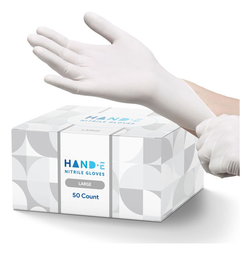 Hand-e Touch Guantes Desechables De Nitrilo Blanco Grandes,