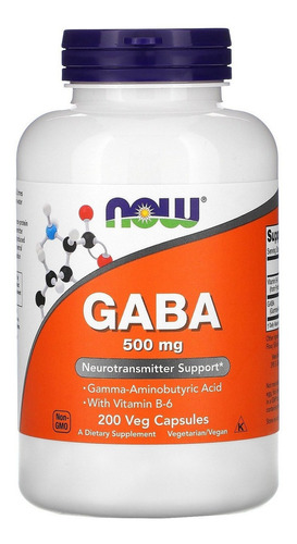 Now Foods, Gaba 500 Mg, 200 Cápsulas Sfn Sabor Sin sabor