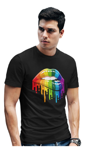 Playera Pride Lgbt Marcha Gay Lesbiana Labios Beso Arcoiris