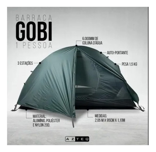Barraca Azteq Gobi 1p Coluna D'agua 6000mm 1,6kg