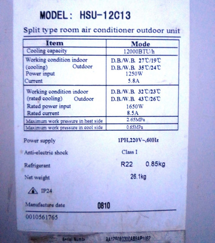 Imagen 5 de 6 de Condensadora Serpentin Exterior Aire Acondici Split 12000btu