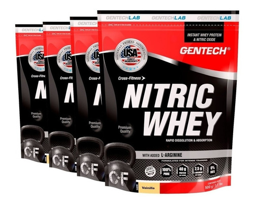 Gentech Nitric Whey X 500 L Arginina +oxido Nitrico Sin Tacc