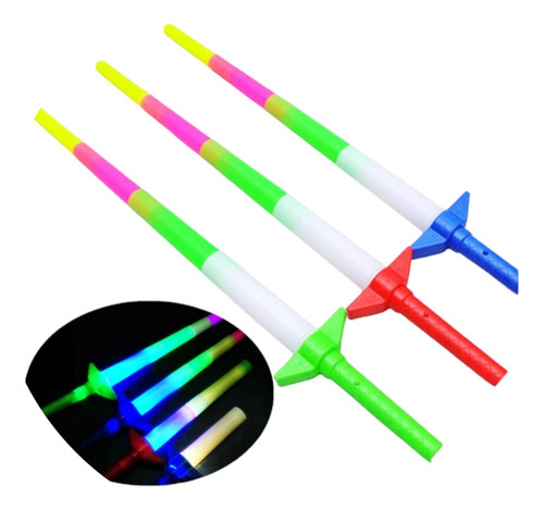 Vara Espada Luminosa Led Extensible Plastica Luces Pack X 5