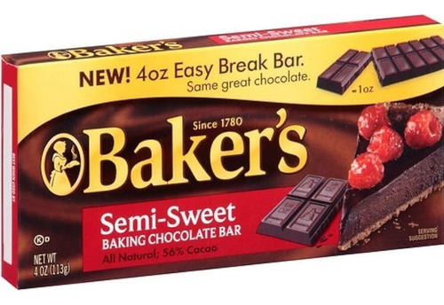 Bakers Premiumbaking Bar Semi Sweet Chocolate 113g Importado