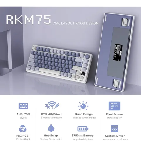Teclado Mecanico Rk Royal Kludge M75 Teclado Para Juegos Con