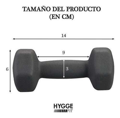 Imagen 2 de 10 de Mancuerna Pesa 1 Kg Recubierta Neoprene Funcional Fitness