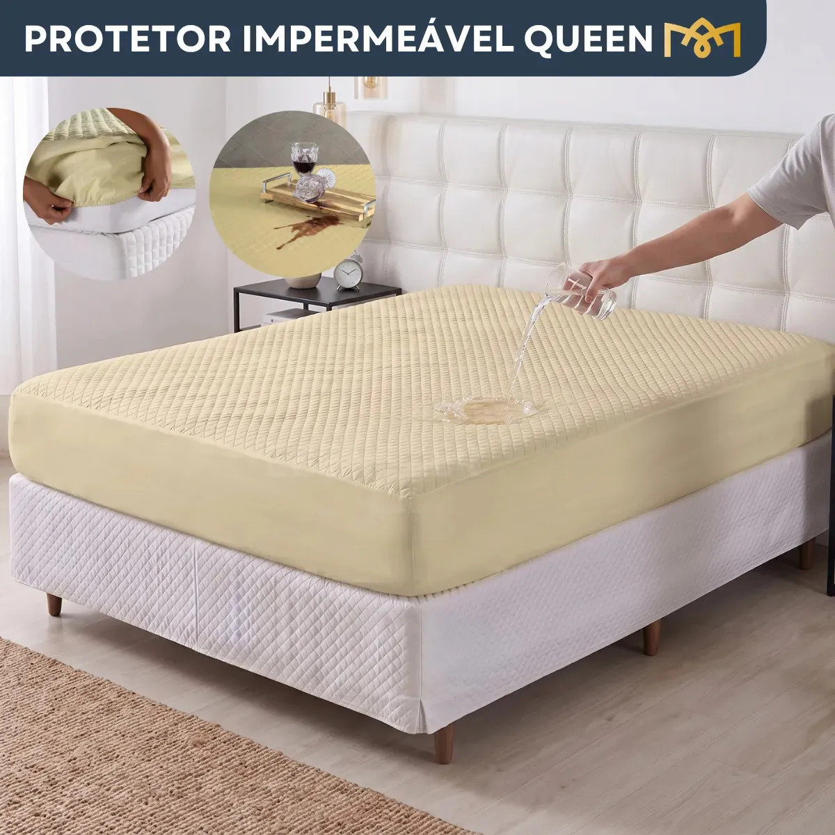 Capa Protetora Impermeável Colchão Queen Matelado Antimofo Antiácaro Respirável