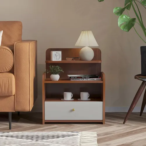 comprar Mid Century Modern Nightstand With Drawer Wood Night Stands