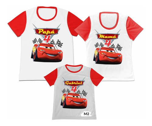 Franela Set 3 Familia Papa Mama Hijo Carros Cars Microdurazn