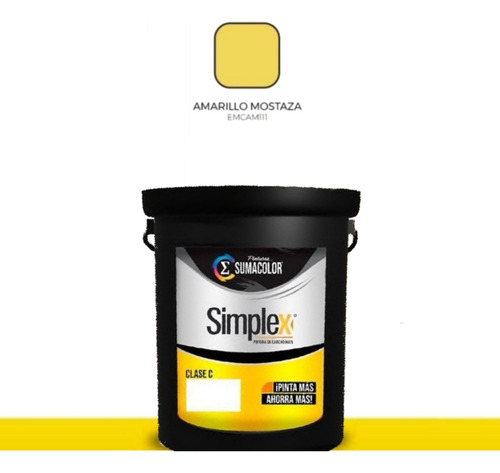 Cuñete Amarillo Mostaza Pintura Simplex Sumacolor Clase C