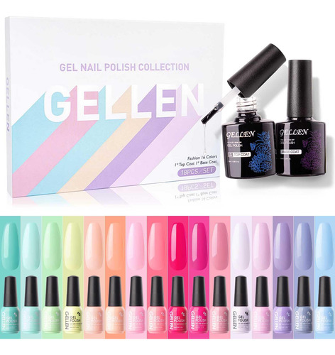 Gellen Kit De Esmalte De Uñas De Gel, Juego De 16 Esmaltes.