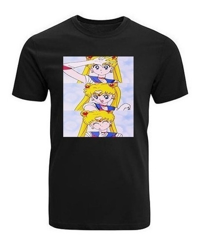 Polera Sailor Moon Serie Japonesa Unisex Negra Algodón 