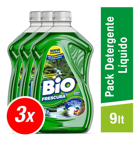 Pack Detergente Líquido Concentrado Biofrescura 9 Lt