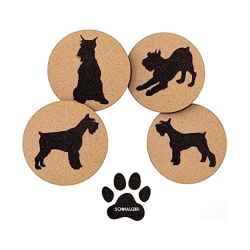 Posavasos Amantes Schnauzer, Juego 4 Posavasos Base Pro...