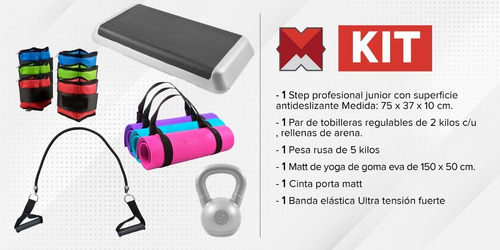 Imagen 2 de 3 de Sol Fitness Step Pesa Rusa Mat Tobillera Banda Elastica