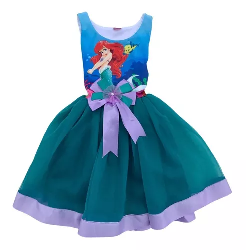 Vestido de princesa de sirena para niñas, disfraz de sirena para Ariel de 7  a 8 años