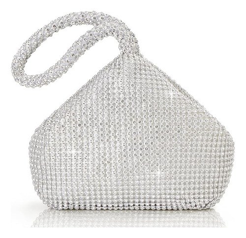 Bolso De Mano Mujer Noche Con Diamantes Tela Fiesta