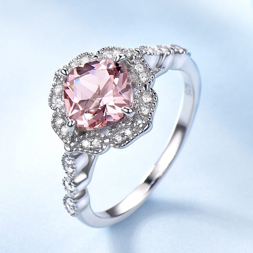Aro Anillo De Compromiso Plata 925 Gema De Morganita Sp1mo6s