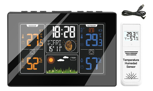 Termómetro De Reloj De Pronóstico Del Tiempo Lcd Inalámbrico