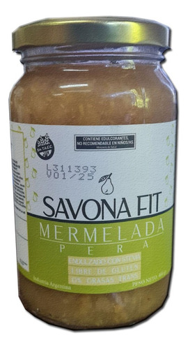 Mermelada Savona Fit Pera Sin Azucar X 400grms