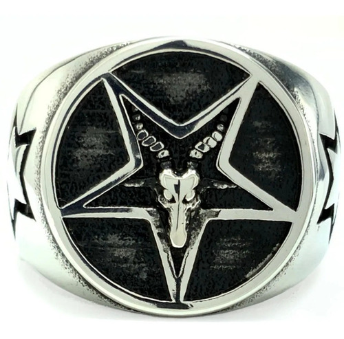 Anillo Sigil Baphomet Pentagrama Gótico Satán Acero Inox