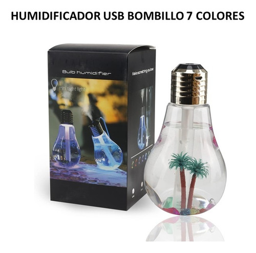 Humidificador Usb Bombillo 7 Colores