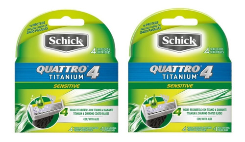 Refil Schick Quattro Sensitive 8 Unidades - 2 Cartelas C/ 4 