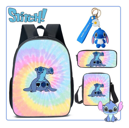 Mochila Stitch De 4 Piezas, Juego De Útiles Escolares