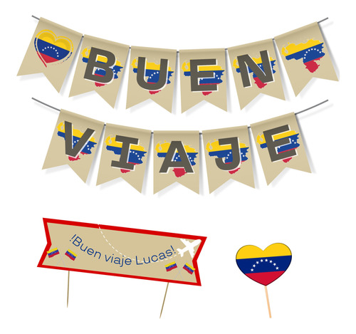 Kit Imprimible Buen Viaje Guirnalda Toppers Venezuela