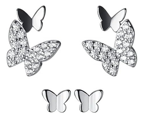 Flying Butterfly Tiny Cz Stud Pendientes Plata De Ley 925 Ca