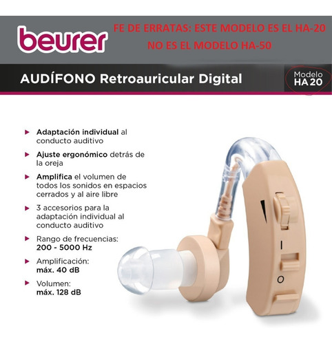 Imagen 2 de 10 de Audifono Amplificador Beurer Importado Ha50 Hipoacusico Oido