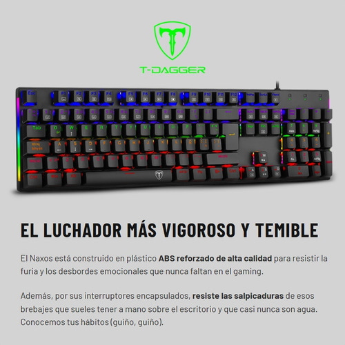 Imagen 5 de 8 de Teclado Gamer Mecánico T-dagger Tgk-310 Naxos, Rgb / Rainbow
