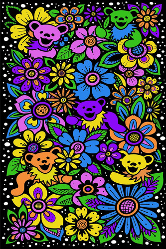 Mantel Pared Diseño Oso Flor Increibl Efecto