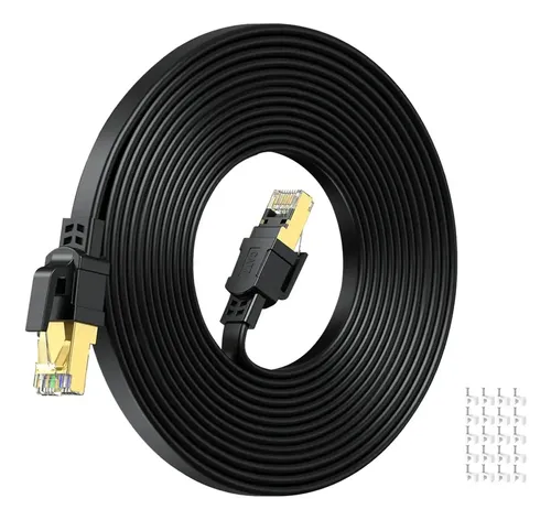 Cabo de Rede Cat8 40Gbps 2000MHz 20m Flat Cobre Puro Ultrafino
