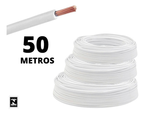 Cabo Elétrico Branco Fio Fase Para Luz 1,5mm 50 Metros