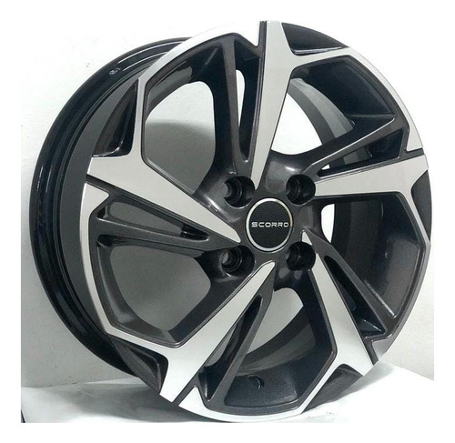 Rodas Chevrolet Onix Turbo Aro 14 4x100 (jogo) + Bicos S279 Cor Grafite Com Diamantado