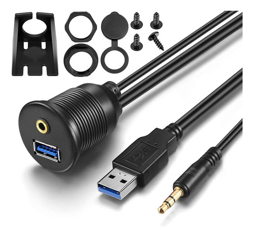 Cable De Montaje En Panel 3,5 Mm Y Usb 3.0 Aux + 2 Cables