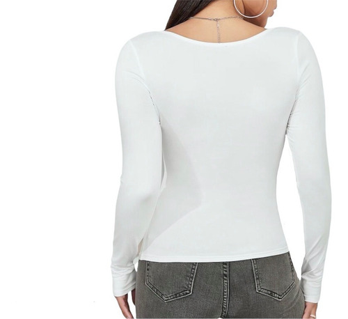 Polera Manga Larga De Mujer Elasticada (varios Colores)
