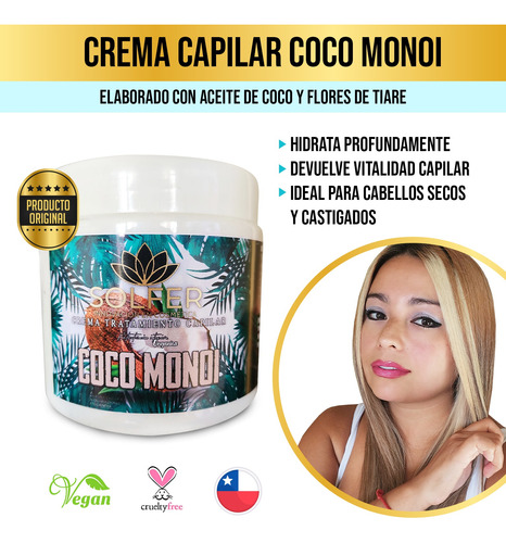 Crema De Masaje Capilar Orgánica Y Vegana Coco Monoi 