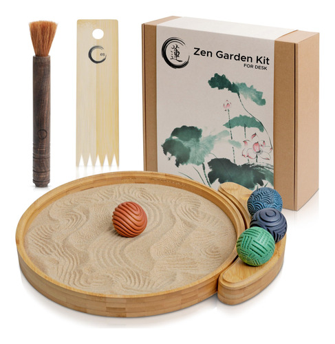 Kit De Jardin Zen Japones Para Escritorio, Jardin De Arena D