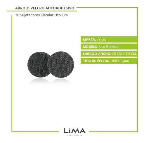 Imagen 4 de 7 de Abrojo Velcro Autoadhesivo 10 Sujetadores Circular Uso Gral