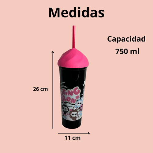 Vaso Termo Acero Inoxidable Popote Labubu Monster Tears