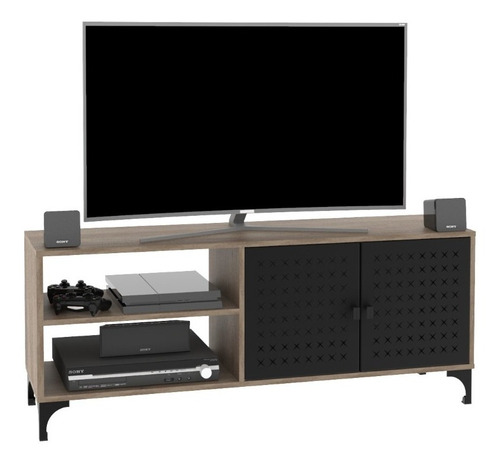 Rack Mueble Tv Estanteria Estilo Industrial Nordico Metal Color Nebraska Con Hierro Negro