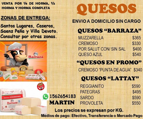Muzzarella Y Quesos Barraza. Excelente Calidad