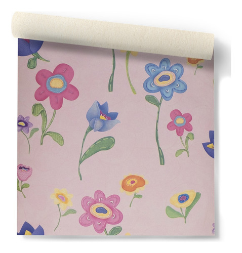 Papel Vinilizado F/ Rosa Con Flores Cuentos Muresco 7809/2