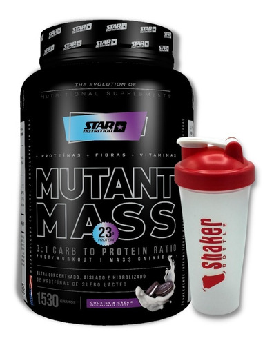 Ganador De Volumen Mutant Mass Star Nutrition 1,5kg + Shaker